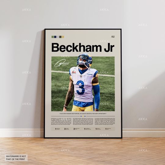 Discover Odell Beckham Jr. Poster, Beckham Jr. Print, Los Angeles Rams Art, Odell Beckham Jr. Wall Decor, Rams Print Fan Gift Idea, football Art
