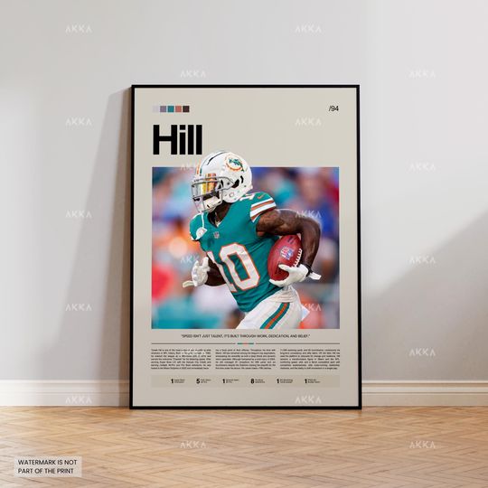 Discover Tyreek Hill Poster, Hill Miami Dolphins Print, Dolphins Art, Hill Wall Decor, Miami Dolphins Print Fan Gift Idea, football Art