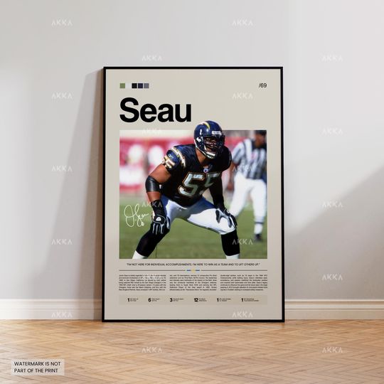 Discover Junior Seau Poster, Seau Chargers Print, San Diego Chargers Art, Seau Wall Decor, San Diego Chargers Print Fan Gift Idea, football Art