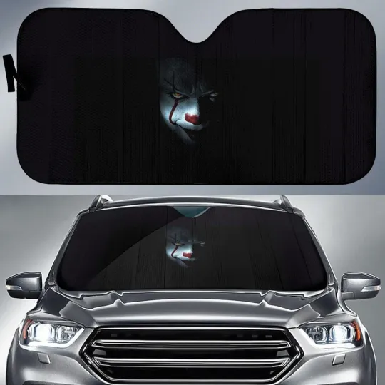 3D IT Car Auto Sun Shade, Halloween Auto Sunshade Gift, Horror Sunshade Creepy