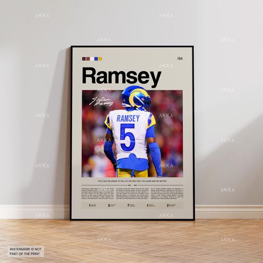 Discover Jalen Ramsey Poster, Ramsey Rams Print, Framed Los Angeles Rams Art, football Wall Decor, Los Angeles Rams Print Fan Gift, football Decor