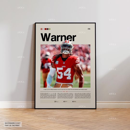 Fred Warner Poster, Warner 49ers Print, Framed San Francisco 49ers Art, Warner Wall Decor, San Francisco 49ers Print Fan Gift, football Decor