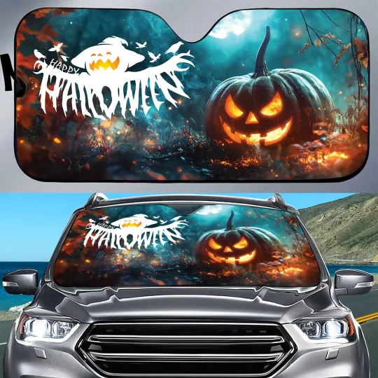 Discover Happy Halloween Auto Sunshade Pumpkin Cars Sun Shade Window Halloween Decoration