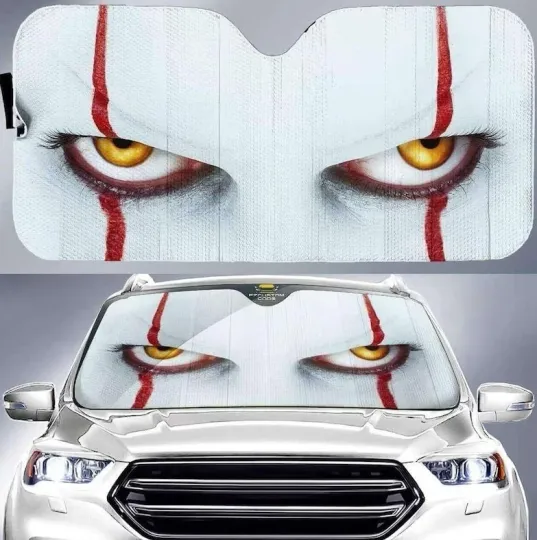 Discover Horror Clown Car Sunshade, IT Happy Halloween Car Sunshade Windshield