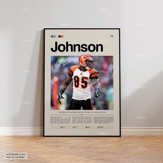 Chad Johnson Poster, Johnson Bengals Print, Framed Cincinnati Bengals Art, Johnson Wall Decor, Bengals Print Fan Gift Idea, Johnson Art