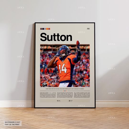 Courtland Sutton Poster, Sutton Broncos Print, Framed Sutton Denver Art, Sutton Wall Decor, Denver Broncos Print Fan Gift Idea, Sutton Art