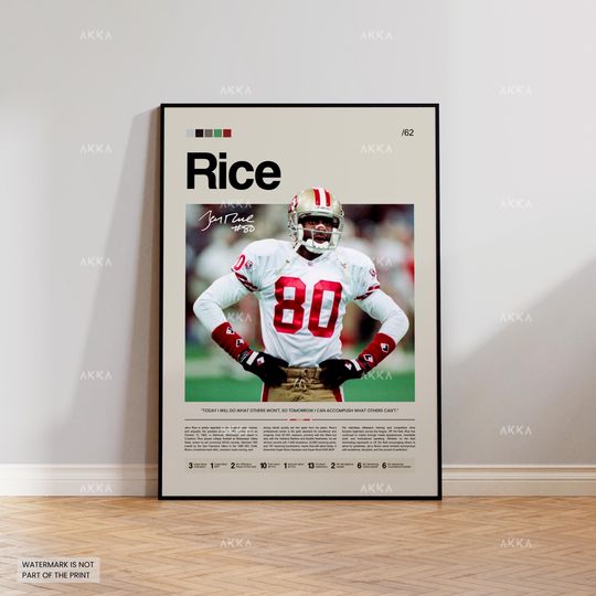 Discover Jerry Rice Poster, Rice 49ers Print, Framed Rice San Francisco Art, Rice Wall Decor, San Francisco 49ers Print Fan Gift Idea, Rice football