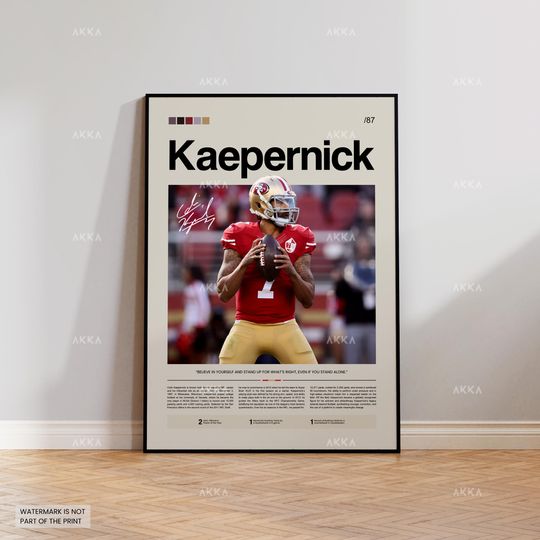Colin Kaepernick Poster, Kaepernick 49ers Print, Framed San Francisco 49ers Art, Kaepernick 49ers Wall Decor, football Print Fan Gift Idea