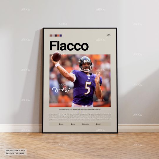 Discover Joe Flacco Poster, Flacco Ravens Print, Framed Baltimore Ravens Art, Baltimore Ravens Wall Decor, football Print Fan Gift Idea, Flacco football Art