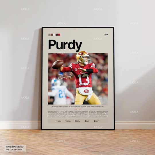 Discover Brock Purdy Poster, Purdy 49ers Print, Framed San Francisco 49ers Art, Brock Purdy Wall Decor, football Print Fan Gift Idea, Purdy Print Art