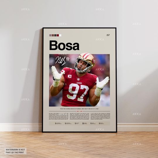 Nick Bosa Poster, Bosa 49ers Print, Framed San Francisco 49ers Art, Nick Bosa Wall Decor, 49ers Print Fan Gift Idea, Bosa football Art