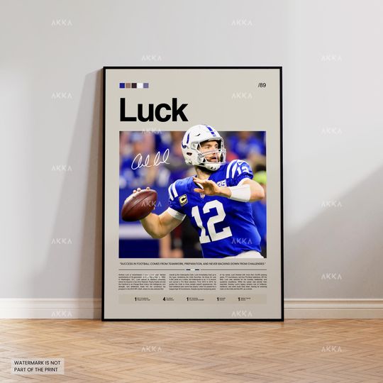 Discover Andrew Luck Poster, Indianapolis Colts Wall Art Print, Framed football Football Decor