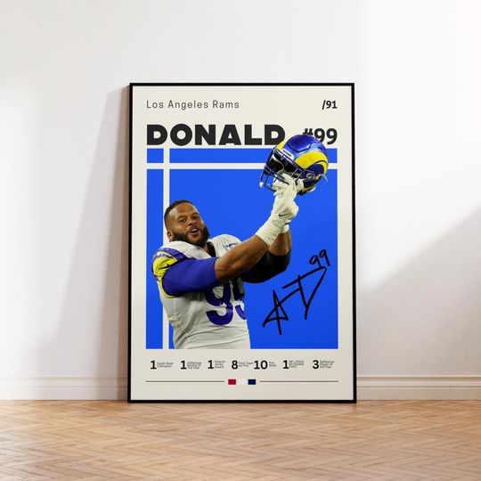 Aaron Donald Poster, Los Angeles Poster, Gift For Aaron Donald Fan, Sports Poster, football Fans, Football Gift, Sports Bedroom Posters