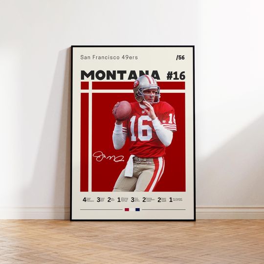 Discover Joe Montana Poster, San Francisco Poster, Gift For Joe Montana Fan, Sports Poster, football Fans, Football Gift, Sports Bedroom Posters