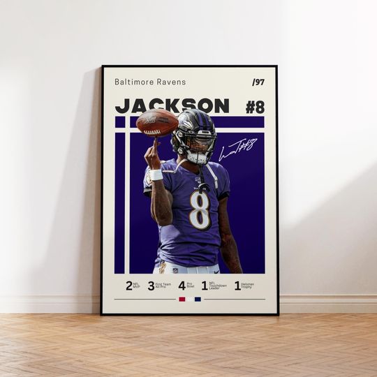 Lamar Jackson Poster, Baltimore Poster, football Poster, Sports Poster, football Fans, Football Poster, football Wall Art, Sports Bedroom Posters