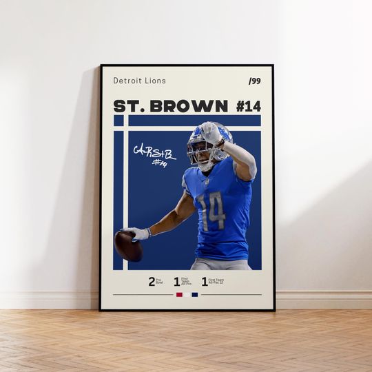 Amon-Ra St. Brown Poster, Detroit Poster, Gift For St. Brown Fan, Sports Poster, football Fans, Football Gift, Sports Bedroom Posters