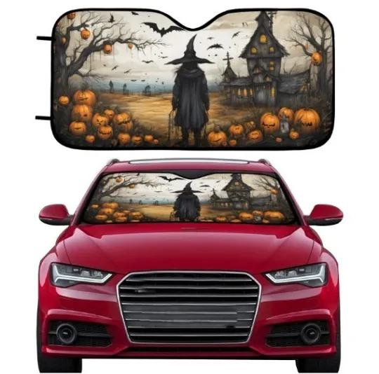 Pumpkin Happy Halloween Car Sunshade Halloween Car Windshield Sun Shade