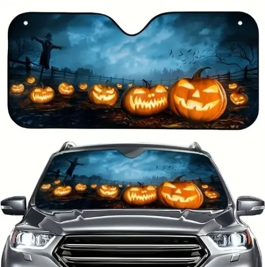 Pumpkin Happy Halloween Car Sunshade Halloween Car Windshield Sun Shade