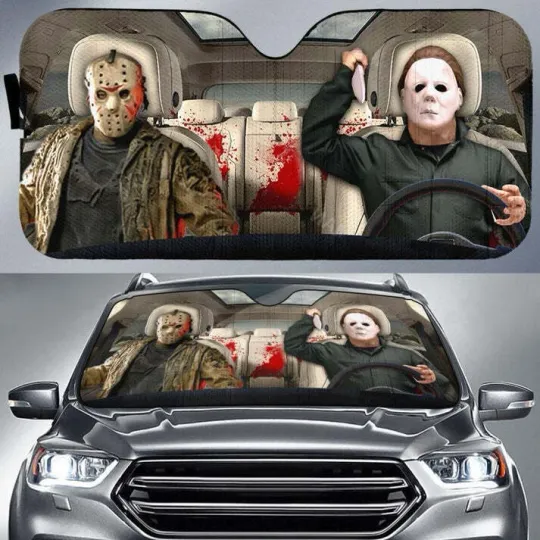 Jason And Michel Halloween  Car Sun Shade, Movie Auto Sunshade