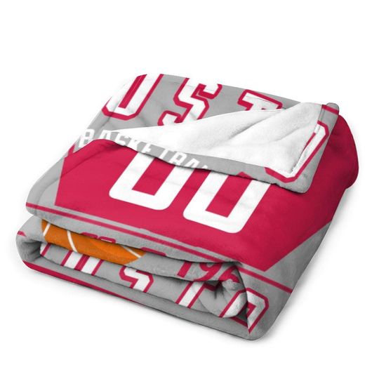 Discover Personalized Basketball Blankets with Name Numbers, Houston Custom Basketball Team Game Throw Blankets Gifts for Sports Lover Fans