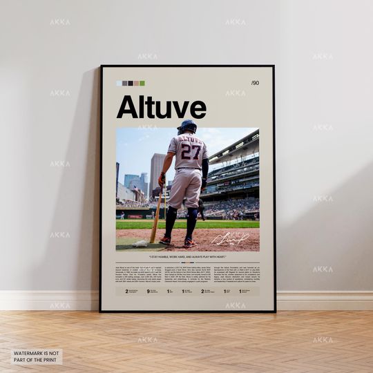 Jos Altuve Poster, Altuve Astros Print, Framed Altuve Art, Houston Astros Fan Gift Idea, Altuve Wall Art, Baseball Poster