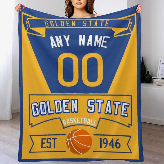 Discover Golden State Custom Basketball Blanket for Boys Girls,  Basketball Lovers Blanket Gifts, Personalized Throw Blanket for Couch Sofa Bed