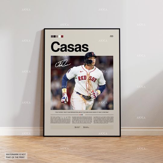 Triston Casas Poster, Boston Red Sox Wall Art Print, Framed Baseball Decor