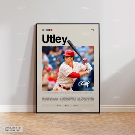 Discover Chase Utley Poster, Philadelphia Phillies Wall Art Print, Framed Baseball Decor