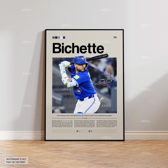 Discover Bo Bichette Poster, Toronto Blue Jays Wall Art Print, Framed Baseball Decor