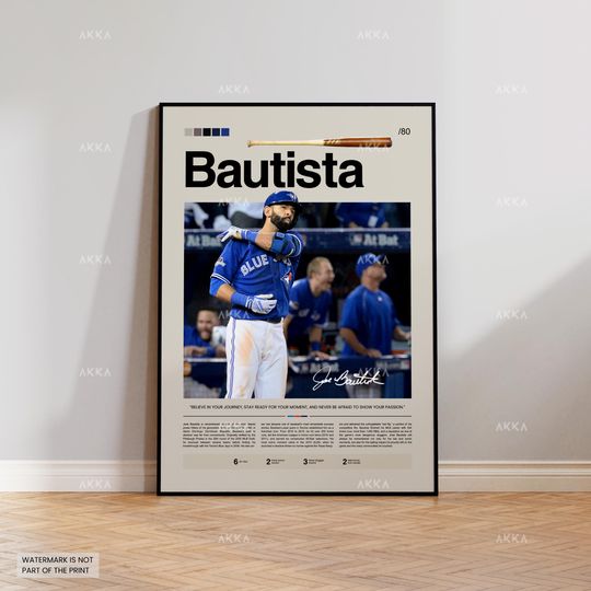Discover Jos Bautista Poster, Toronto Blue Jays Wall Art Print, Framed Baseball Decor