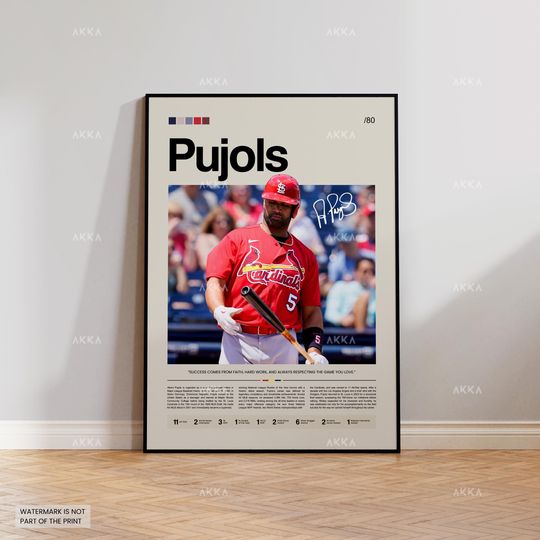 Discover Albert Pujols Poster, St. Louis Cardinals Wall Art Print, Framed Baseball Decor