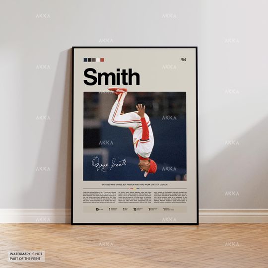 Discover Ozzie Smith Poster, St. Louis Cardinals Wall Art Print, Framed Baseball Decor