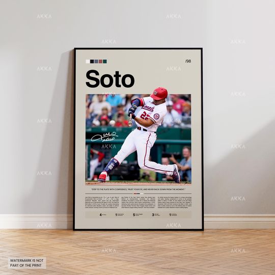 Discover Juan Soto Poster, Washington Nationals Wall Art Print, Framed Baseball Decor