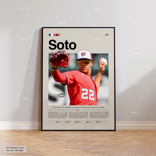 Discover Juan Soto Poster, Washington Nationals Wall Art Print, Framed Baseball Decor