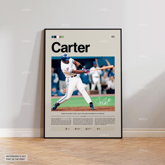 Discover Joe Carter Poster, Toronto Blue Jays Wall Art Print, Framed Baseball Decor