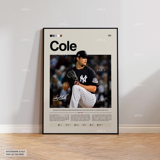 Discover Gerrit Cole Poster, New York Yankees Wall Art Print, Framed Baseball Decor