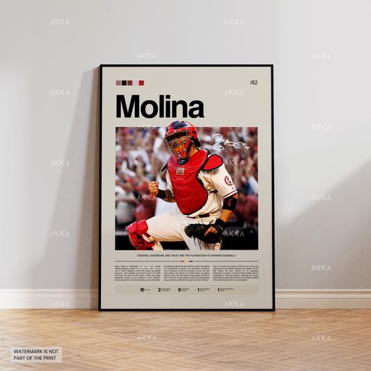 Discover Yadier Molina Poster, St. Louis Cardinals Wall Art Print, Framed Baseball Decor