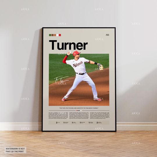 Discover Trea Turner Poster, Washington Nationals Wall Art Print, Framed Baseball Decor