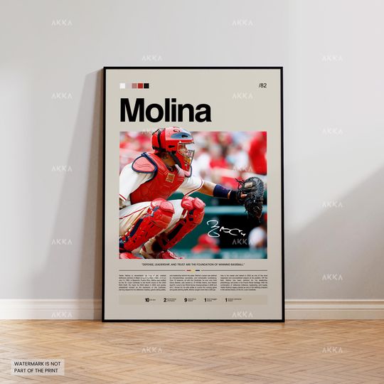 Discover Yadier Molina Poster, St. Louis Cardinals Wall Art Print, Framed Baseball Decor