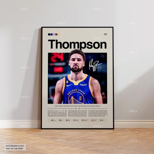 Klay Thompson Poster, Thompson Warriors Print, Framed Thompson Golden State Art, Golden State Warriors Fan Gift Idea, Decor