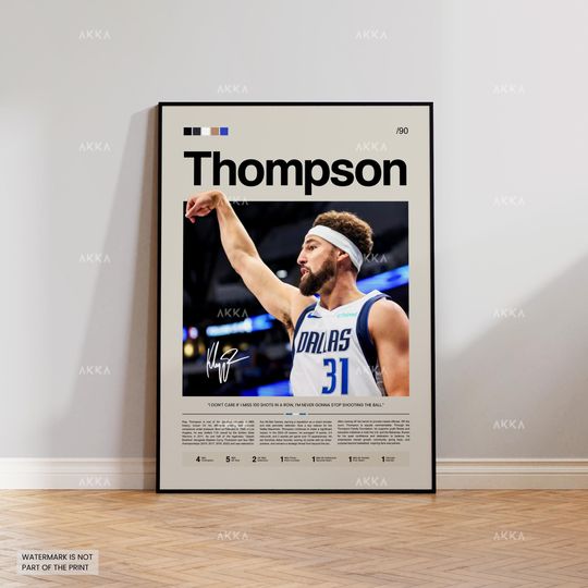 Klay Thompson Poster, Thompson Dallas Print, Framed Thompson Mavericks Art, Dallas Mavericks Fan Gift Idea, Decor