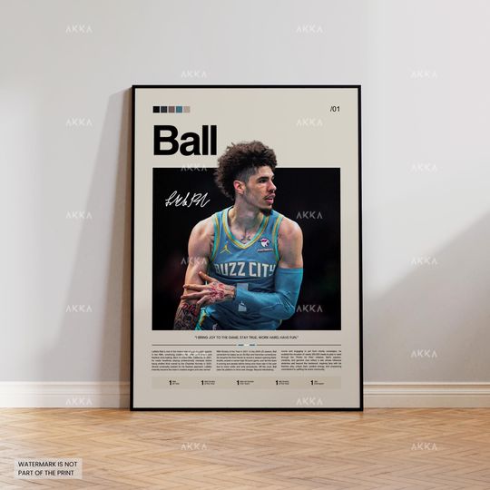 LaMelo Ball Poster, Ball Hornets Print, Framed LaMelo Ball Art, Charlotte Hornets Fan Gift Idea, LaMelo Ball Wall Art, Decor