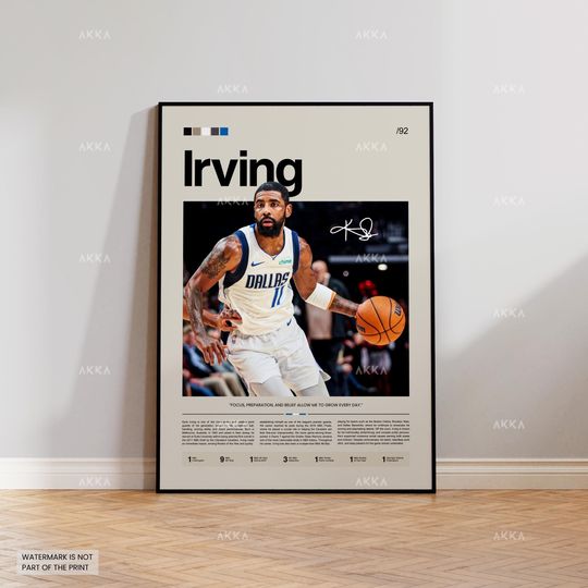 Kyrie Poster, Irving Dallas Print, Framed Irving Dallas Mavericks Art, Dallas Mavericks Fan Gift Idea, Kyrie Irving Art, Basketball Decor