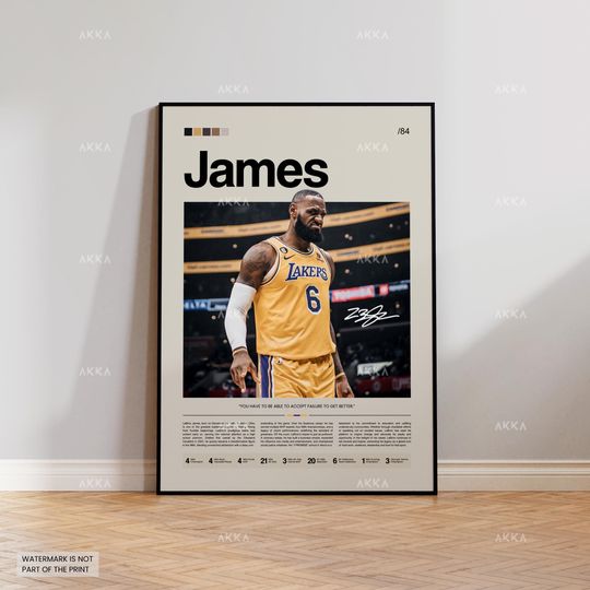 LeBron James Poster, James Lakers Print, Framed LeBron Art, Lakers Fan Gift Idea, LeBron Wall Art, Decor, Basketball Poster
