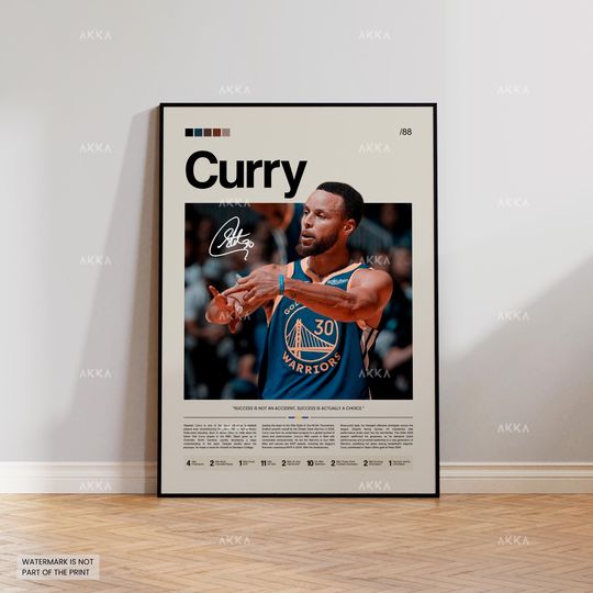 Stephen Curry Poster, Curry Warriors Print, Framed Curry Art, Golden State Warriors Fan Gift Idea, Curry Wall Art, Decor, Basketball Art