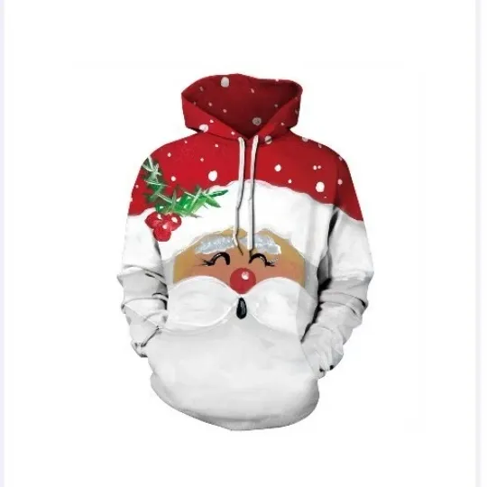 Discover 🎁Christmas Red Xmas Sweater 3D Santa Hoodie Novelty Graphic Print Sweatshirt XL