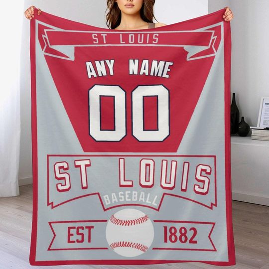 St. Louis Custom Baseball Blanket with Name Number, Personalized  Baseball Team Player Gifts Sports Blanket for Boys Girls Teen Fans