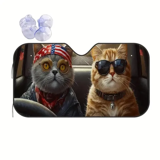 Discover Cool Cats Glasses Pattern Car Window Sun Shade