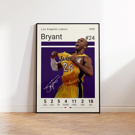 Kobe Bryant Poster, LA Lakers Poster, Gift For Kobe Fan, NBA Poster, Sports Poster, NBA Fans, Basketball Gift, Sports Bedroom Posters
