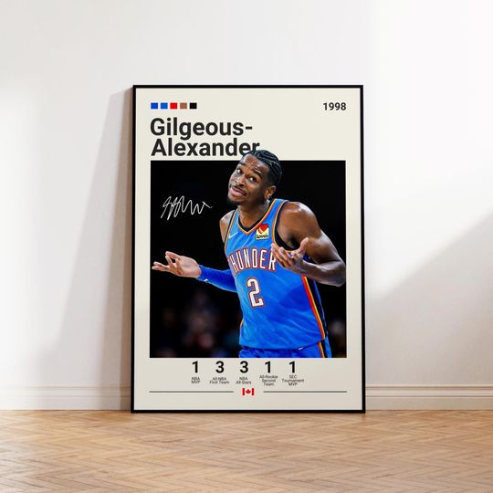 Shai Gilgeous-Alexander Poster, Oklahoma City Thunder Poster, Gift For SGA Fan, NBA Poster, Sports Poster, NBA Fans, Basketball Gift